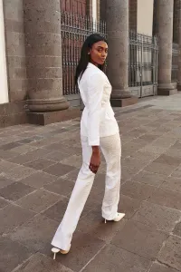 Chaqueta americana jacquard blanco para novia civil