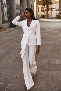 Chaqueta americana jacquard blanco para novia civil