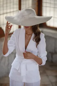 Chaqueta americana jacquard blanco para novia civil