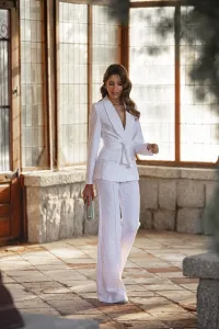Chaqueta americana jacquard blanco para novia civil