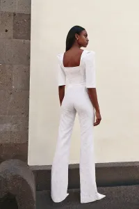 Pantalón Palazzo jacquard Blanco novia civil