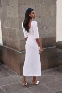 Falda brocada blanca midi joya