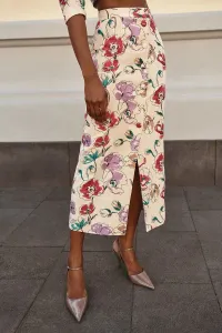 falda de lino con flores bordadas para invitadas