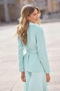 traje de chaqueta y pantalon seda azul