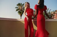 Pantalón Palazzo Crepe rojo para invitada
