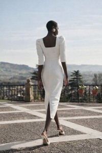 vestido brocado blanco con peplum manga francesa mama comunion o