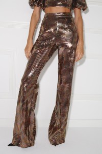 pantalon palazzo de lentejuelas de talle alto para invitadas boda