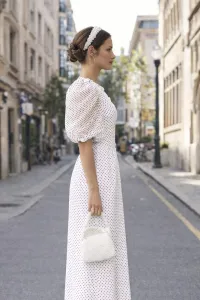 Vestido midi en plumetti blanco para mama de comunion o novia civil