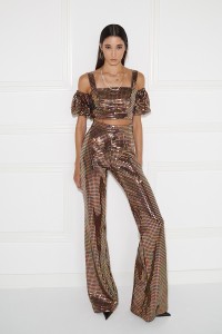 pantalon palazzo de lentejuelas de talle alto para invitadas boda