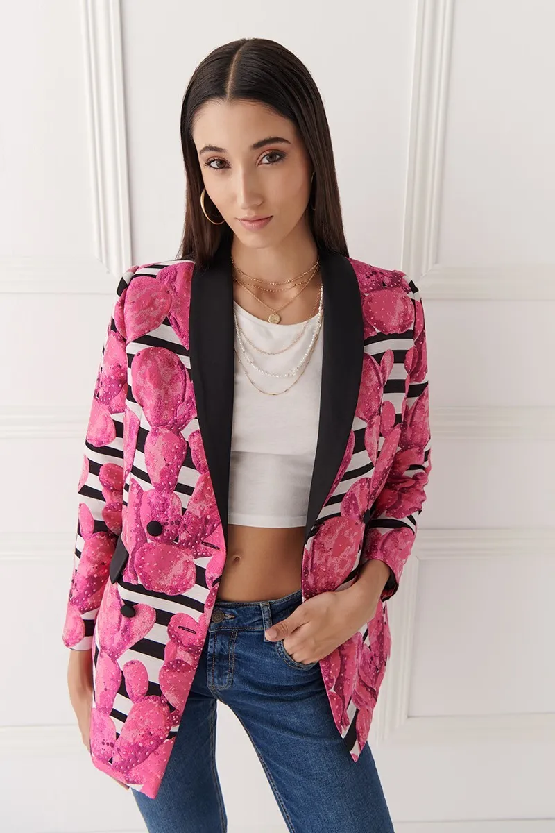 Chaqueta cruzada catcus rosa