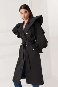 gabardina con volantes larga negro