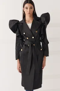 gabardina con volantes larga negro