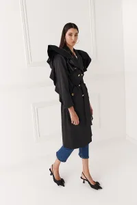 gabardina con volantes larga negro