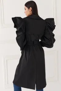 gabardina con volantes larga negro
