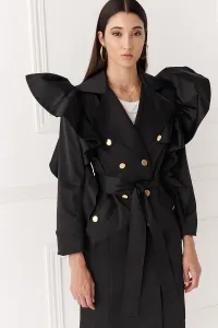 gabardina con volantes larga negro
