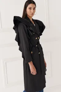 gabardina con volantes larga negro