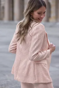 Chaqueta americana tweed rosa con lentejuelas doradas