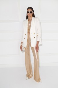pantalon palazzo metalizado dorado para invitadas fiesta nochevieja