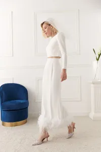 Top corto crepe blanco para invitada boda