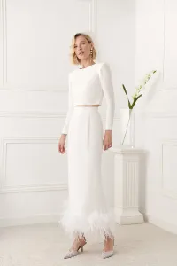 Top corto crepe blanco para invitada boda