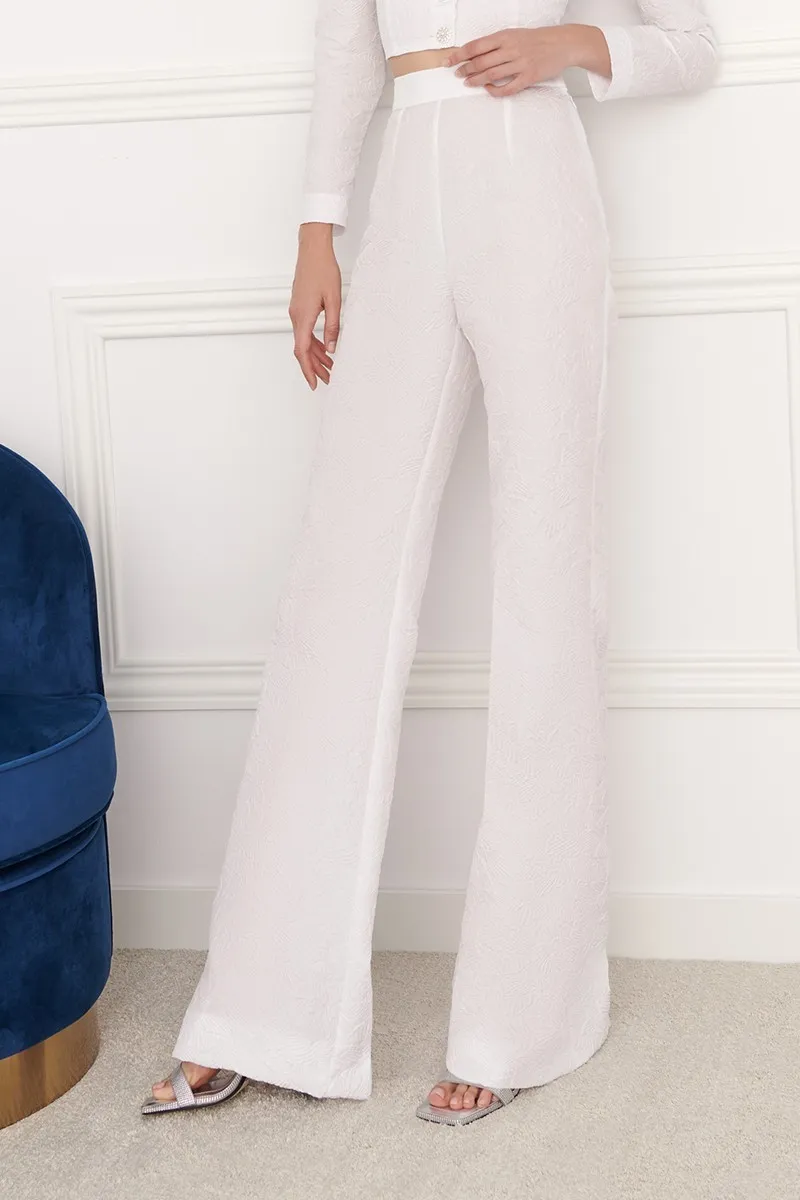 Pantalón Palazzo jacquard Blanco
