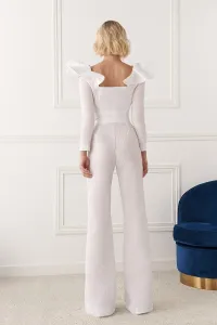 Pantalón Palazzo jacquard Blanco