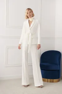 Traje chaqueta y pantalón brocado blanco Robin