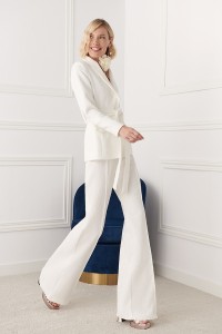 Traje chaqueta y pantalón brocado blanco Robin