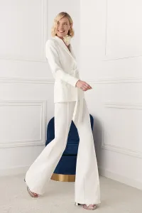 Traje chaqueta y pantalón brocado blanco Robin