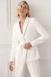 Traje chaqueta y pantalón brocado blanco Robin