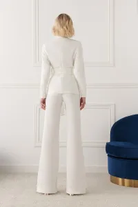Traje chaqueta y pantalón brocado blanco Robin
