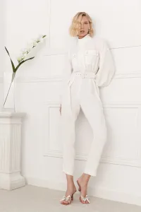 Mono crepe blanco joya cuello subido