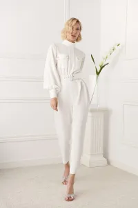 Mono crepe blanco joya cuello subido