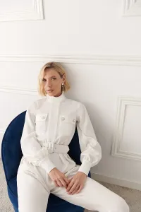 Mono crepe blanco joya cuello subido