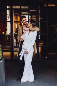 Traje chaqueta y pantalon de lentejuelas blanco para fiesta