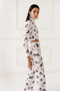 Pantalón palazzo lentejuelas blancas y negras