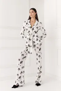 Chaqueta de lentejuelas blanca y negra para invitada