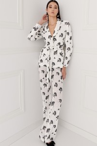 Chaqueta de lentejuelas blanca y negra para invitada