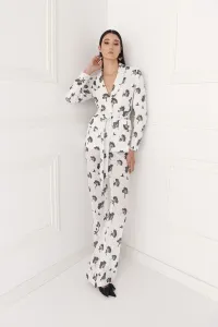 Chaqueta de lentejuelas blanca y negra para invitada