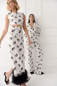 Top corto lentejuela blanca y negra para invitada boda