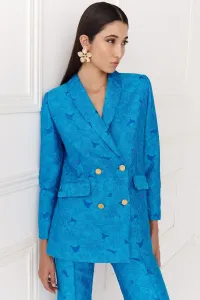 Chaqueta brocada flores azul