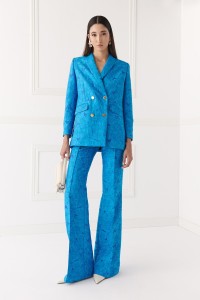Chaqueta brocada flores azul