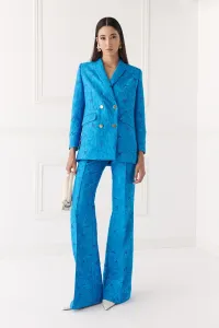 Chaqueta brocada flores azul