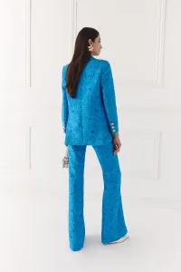 Chaqueta brocada flores azul