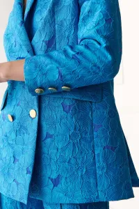 Chaqueta brocada flores azul