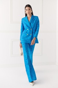 Chaqueta brocada flores azul