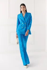Chaqueta brocada flores azul