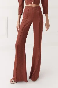 Pantalón Palazzo con jacquard fluido marron para invitada boda