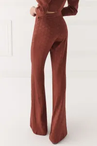 Pantalón Palazzo con jacquard fluido marron para invitada boda