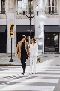 Traje chaqueta y pantalon de lentejuelas blanco para fiesta